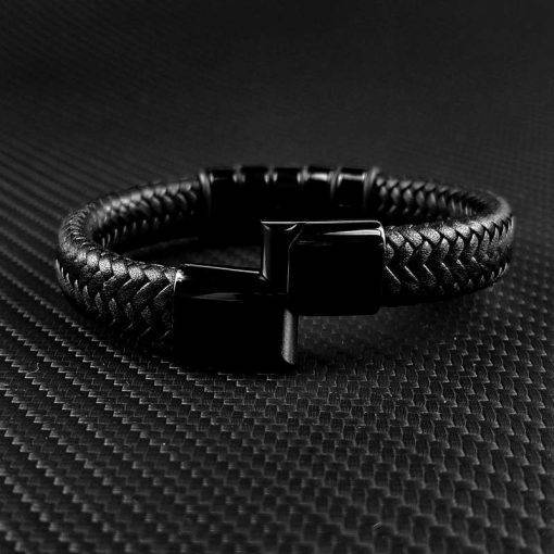 MingAo Free Custom Family Name Bracelets For Men's Stainless Steel Leather Bead Charm Bracelet a Couple's Anniversary women Gift Bracelets For Men