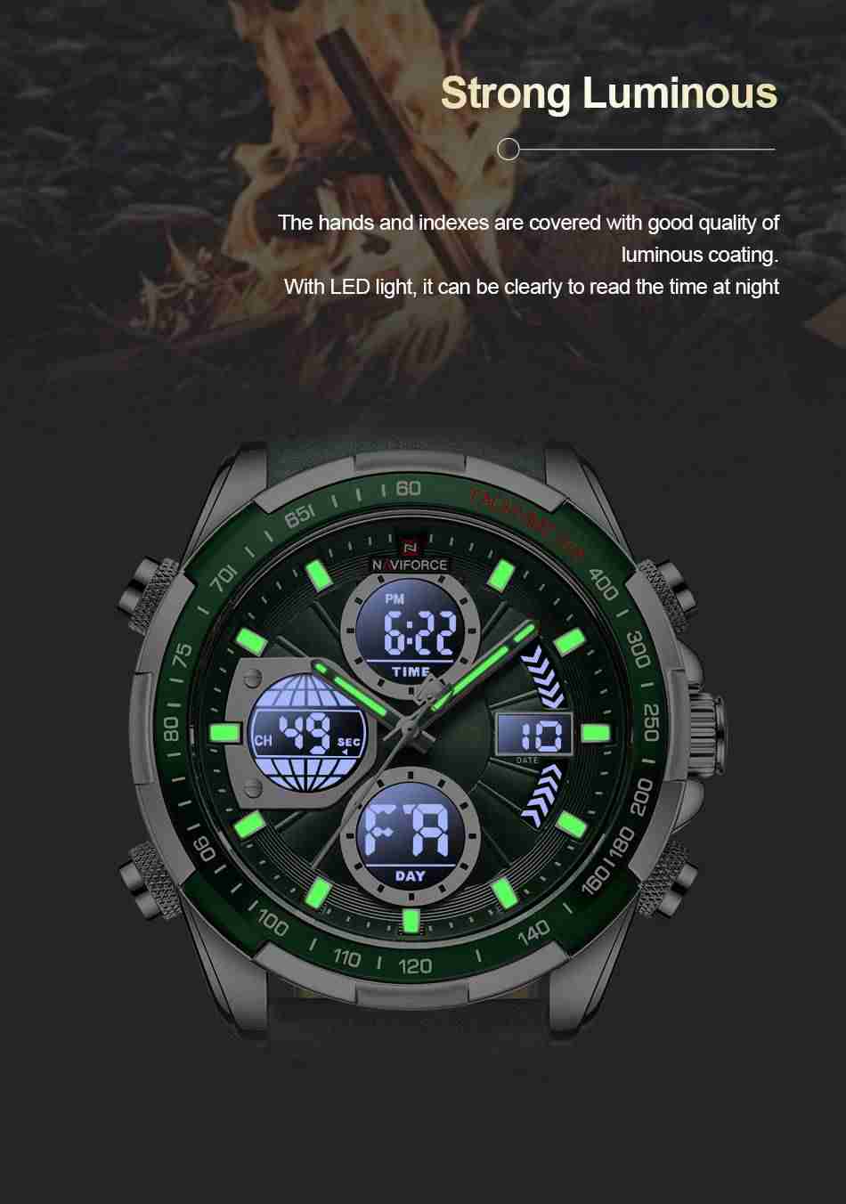 NAVIFORCE Men's Leather Watches Casual Fashion Waterproof Led Digital Week Display Calendar Clock Watches Male Relogio Masculino NAVIFORCE Men's Leather Watches Casual Fashion Waterproof Led Digital Week Display Calendar Clock Watches Male Relogio Masculino