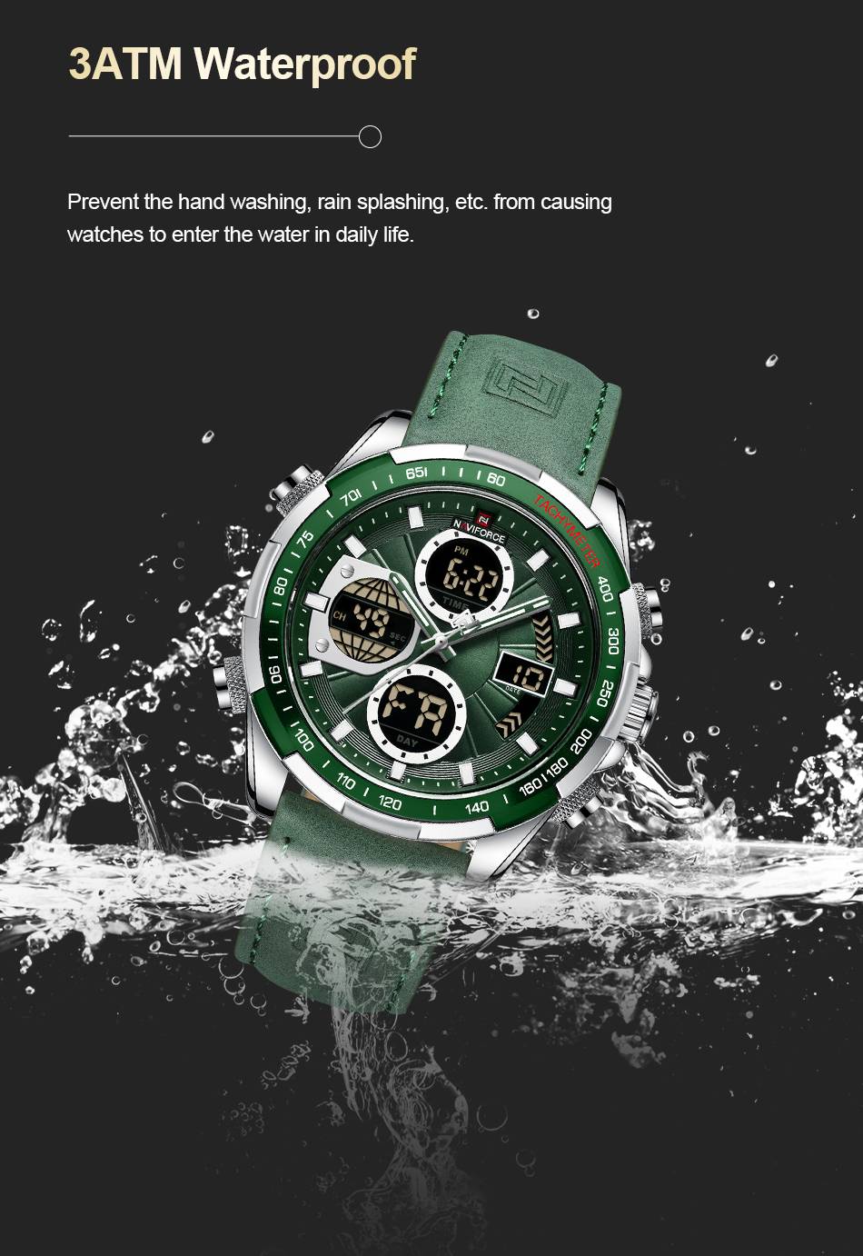 NAVIFORCE Men's Leather Watches Casual Fashion Waterproof Led Digital Week Display Calendar Clock Watches Male Relogio Masculino NAVIFORCE Men's Leather Watches Casual Fashion Waterproof Led Digital Week Display Calendar Clock Watches Male Relogio Masculino