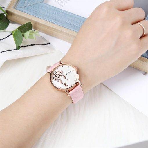 New Fashion Butterfly Women Watches 2022 Simple Brown Quartz Watch Vintage Leather Ladies Wristwatches Drop Shipping Clock My Products