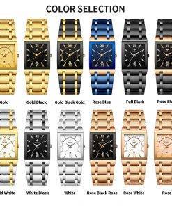 Relogio Masculino WWOOR Gold Watch Men Square Mens Watches Top Brand Luxury Golden Quartz Stainless Steel Waterproof Wrist Watch Quartz Watches 