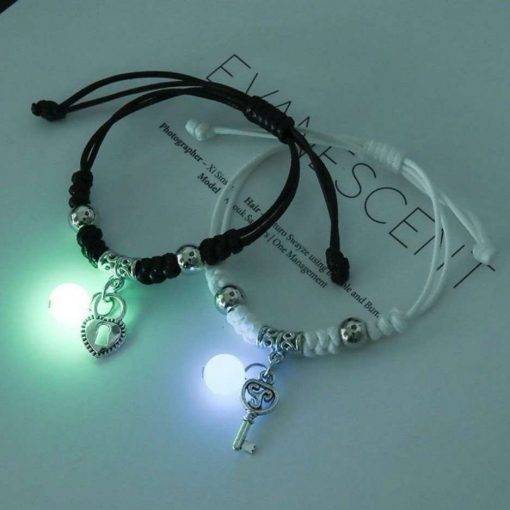 2PC/Set Fashion Luminous Moon Star Bracelet Couple Adjustable Rope Matching Friend Bracelets Love Gifts Jewelry Bracelets For Women