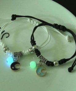 2PC/Set Fashion Luminous Moon Star Bracelet Couple Adjustable Rope Matching Friend Bracelets Love Gifts Jewelry Bracelets For Women