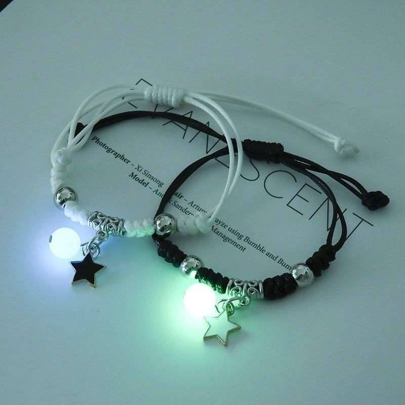 2PC/Set Fashion Luminous Moon Star Bracelet Couple Adjustable Rope Matching Friend Bracelets Love Gifts Jewelry 2PC/Set Fashion Luminous Moon Star Bracelet Couple Adjustable Rope Matching Friend Bracelets Love Gifts Jewelry