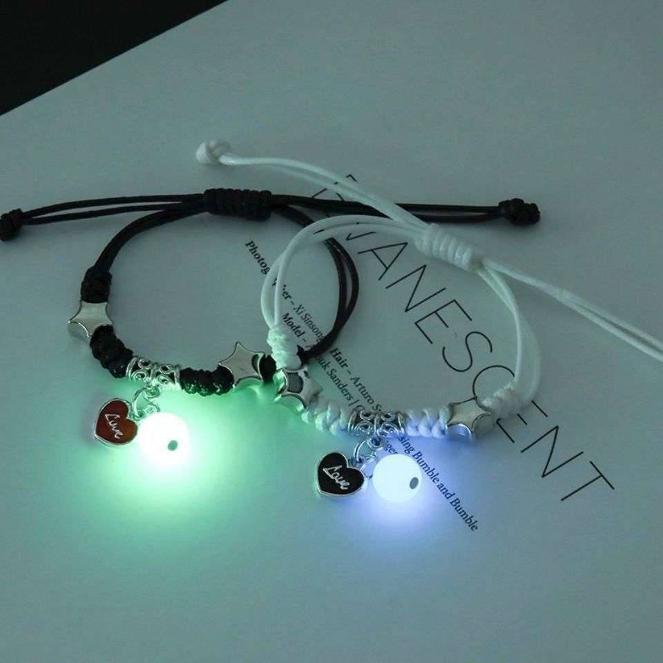 2PC/Set Fashion Luminous Moon Star Bracelet Couple Adjustable Rope Matching Friend Bracelets Love Gifts Jewelry 2PC/Set Fashion Luminous Moon Star Bracelet Couple Adjustable Rope Matching Friend Bracelets Love Gifts Jewelry