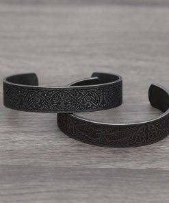 Black Stainless Steel Viking Rune Bracelets For Men Women Retro Viking Tree of Life Bracelet Biker Fashion Jewelry Amulet Gift Bracelets For Women