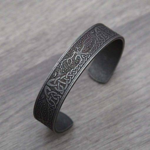Black Stainless Steel Viking Rune Bracelets For Men Women Retro Viking Tree of Life Bracelet Biker Fashion Jewelry Amulet Gift Bracelets For Women