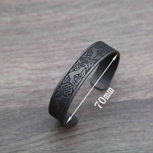 Black Stainless Steel Viking Rune Bracelets For Men Women Retro Viking Tree of Life Bracelet Biker Fashion Jewelry Amulet Gift Bracelets For Women