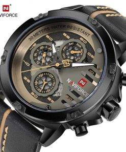 NAVIFORCE Mens Watches Top Brand Luxury Waterproof 24 hour Date Quartz Watch Man Leather Sport Wrist Watch Men Waterproof Clock Sports Watches 