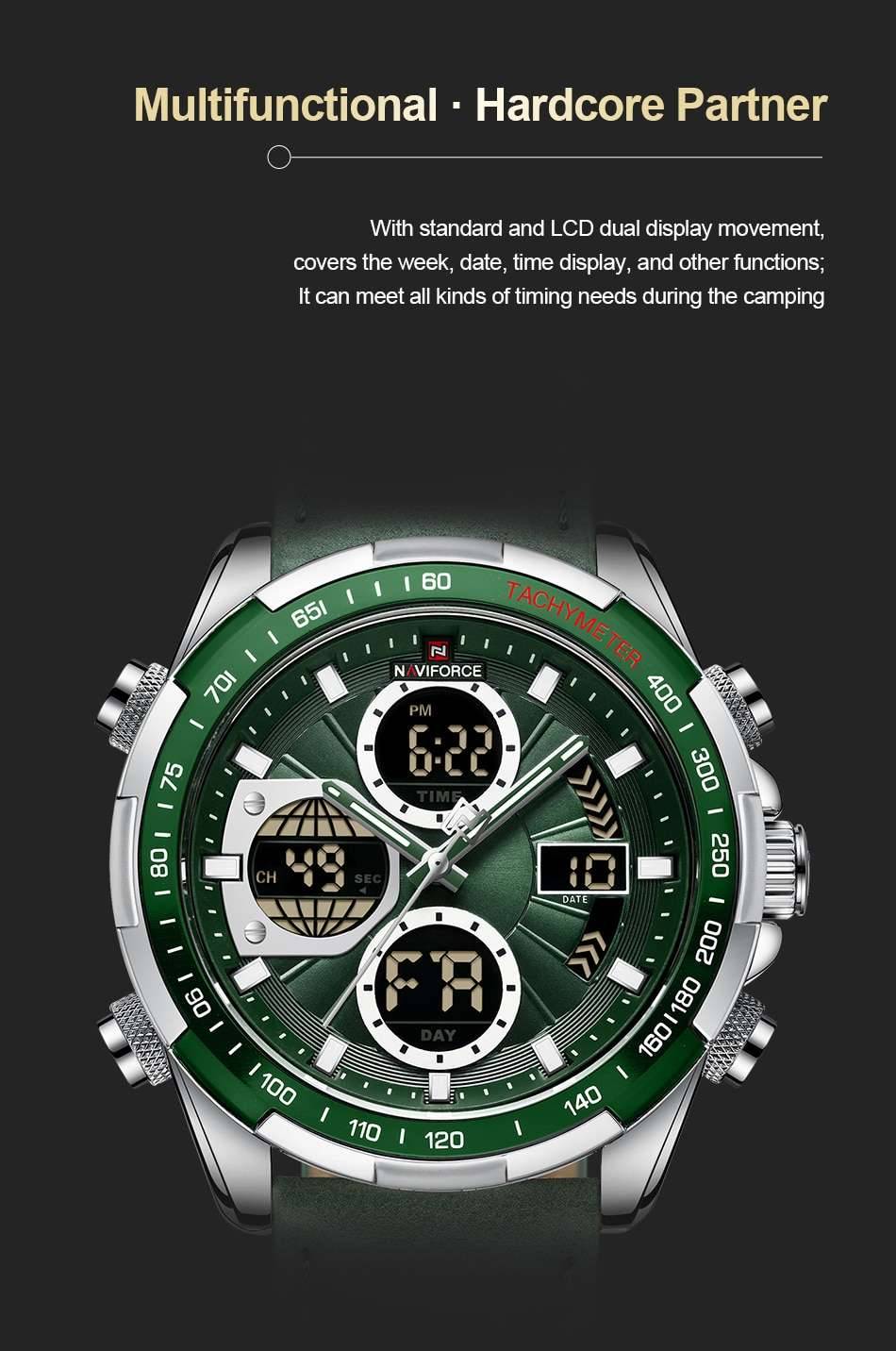 New NAVIFORCE Military Watches for Men Luxury Sport Chronograph Alarm WristWatch ​Waterproof Quartz Big Clock Digital Male Watch