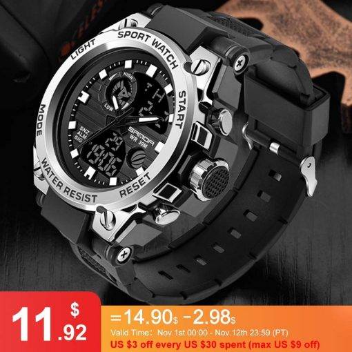 SANDA Top Luxury Watches Men Military Army Mens Watch Waterproof Sport Wristwatch Dual Display Watch Male Relogio Masculino Quartz Watches