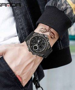 SANDA Top Luxury Watches Men Military Army Mens Watch Waterproof Sport Wristwatch Dual Display Watch Male Relogio Masculino Quartz Watches 