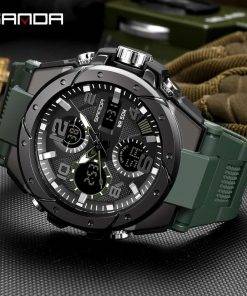 SANDA Top Luxury Watches Men Military Army Mens Watch Waterproof Sport Wristwatch Dual Display Watch Male Relogio Masculino Quartz Watches 