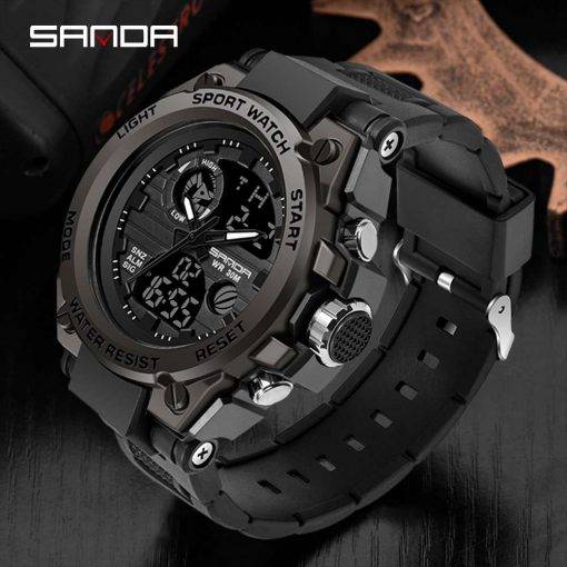 SANDA Top Luxury Watches Men Military Army Mens Watch Waterproof Sport Wristwatch Dual Display Watch Male Relogio Masculino Quartz Watches
