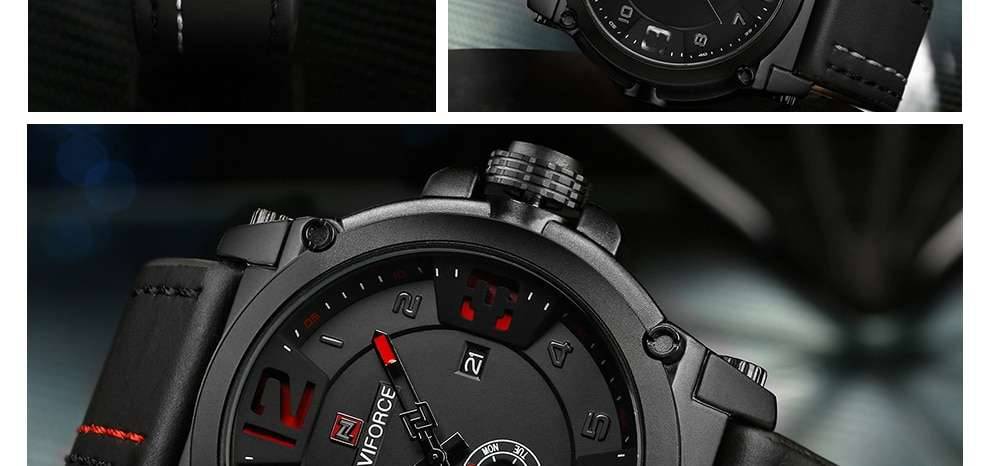 Top Brand Luxury NAVIFORCE Men Sports Watches Men's Army Military Leather Quartz Watch Male Waterproof Clock Relogio Masculino