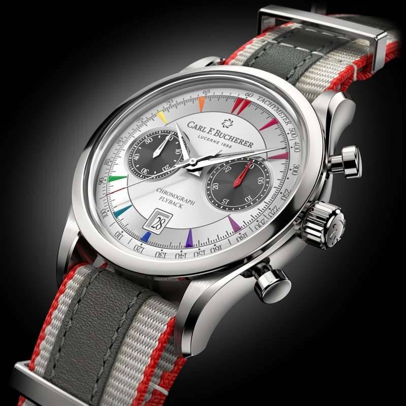 2023 New Carl F. Bucherer Limited Edition Five Needle Series Colorful Face Timer Blue Dial Top Fabric Strap Quartz Watch