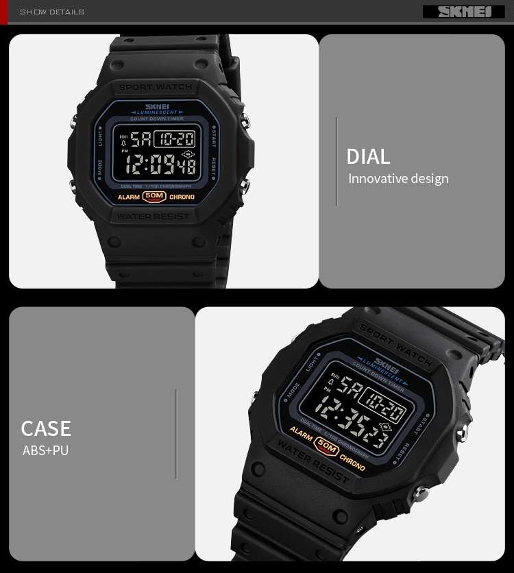 SKMEI Multifunctional Digital Sport Watch Men 2 Time Count Down Mens Wristwatches Fashion Retro Male Watches reloj hombre 1628