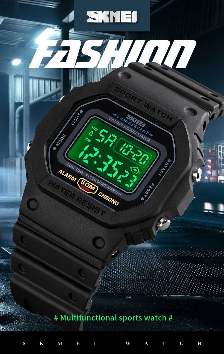 SKMEI Multifunctional Digital Sport Watch Men 2 Time Count Down Mens Wristwatches Fashion Retro Male Watches reloj hombre 1628