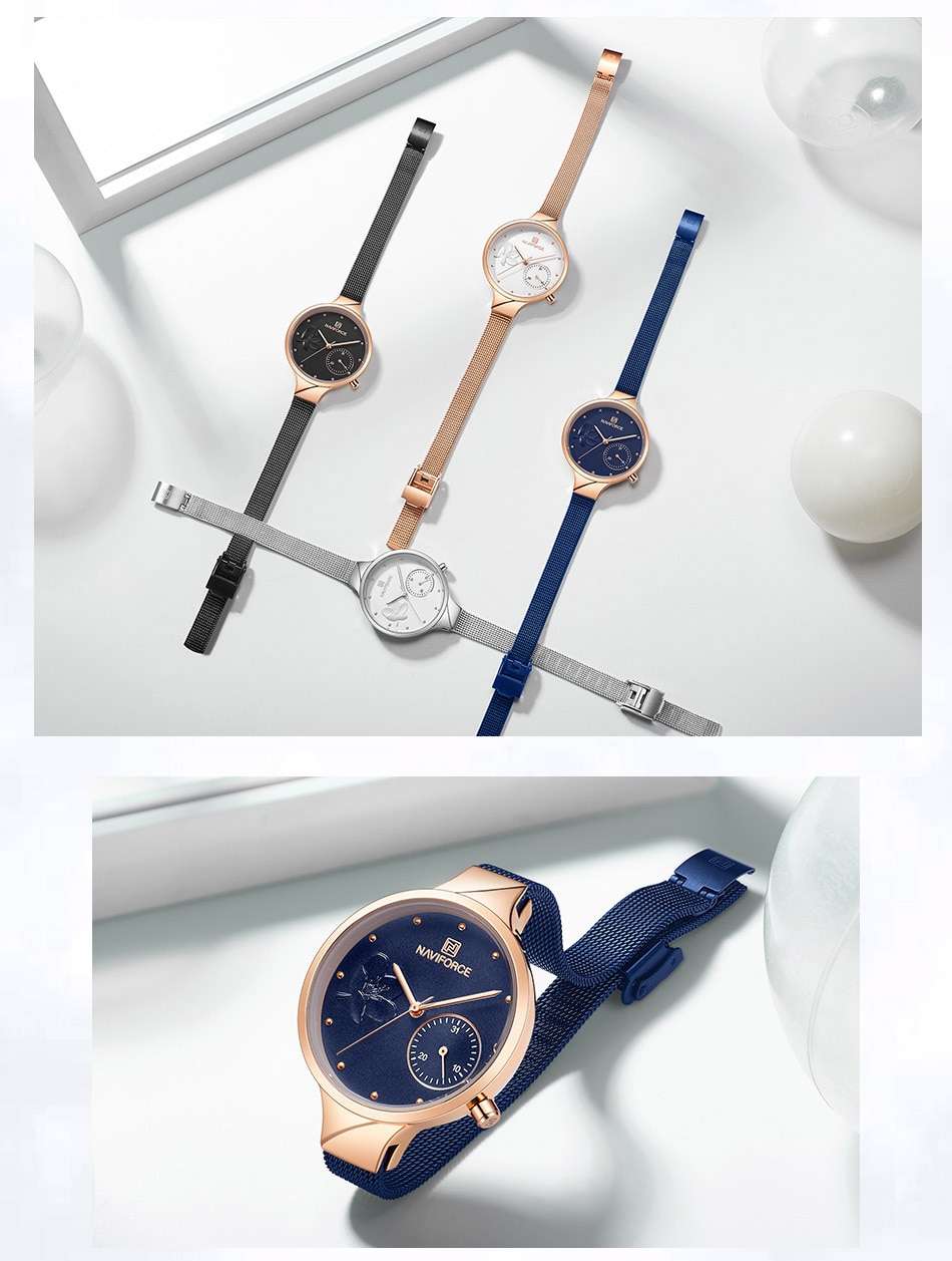 NAVIFORCE Women Watches Top Luxury Brand Fashion Steel Quartz Watch Ladies Waterproof Flower Girl Clock relogio feminino NAVIFORCE Women Watches Top Luxury Brand Fashion Steel Quartz Watch Ladies Waterproof Flower Girl Clock relogio feminino