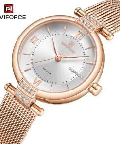 NAVIFORCE Women Watches Luxury Fashion Diamond Ladies Wristwatches Stainless Steel Mesh Strap Female Quartz Watch Girl Relogio