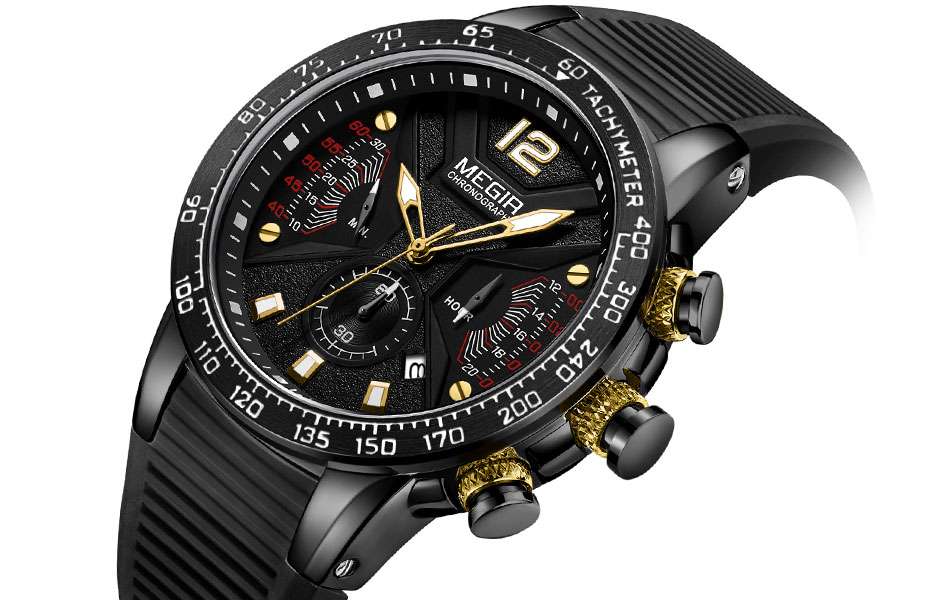 MEGIR Sports Chronograph Quartz Watches for Men Silicone Strap Wateproof Luminous Wristwatch Man Relogios Masculino 2106 Blue