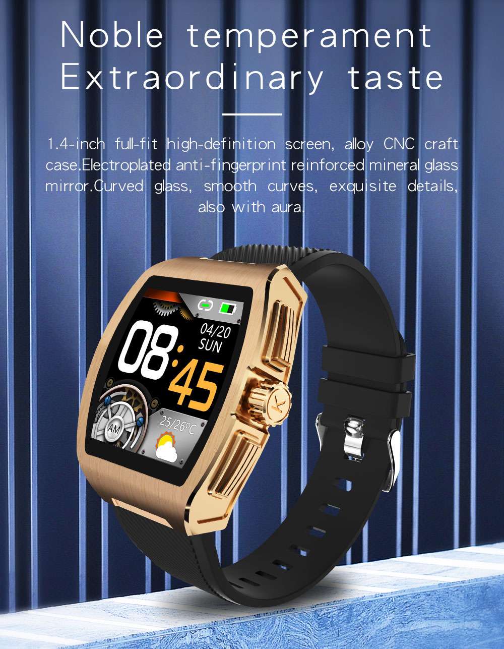 Smart Watch for Men Women Tonneau Watch with Temperature Monitor Bluetooth Heart Rate Blood Pressure Waterproof Watches часы C1