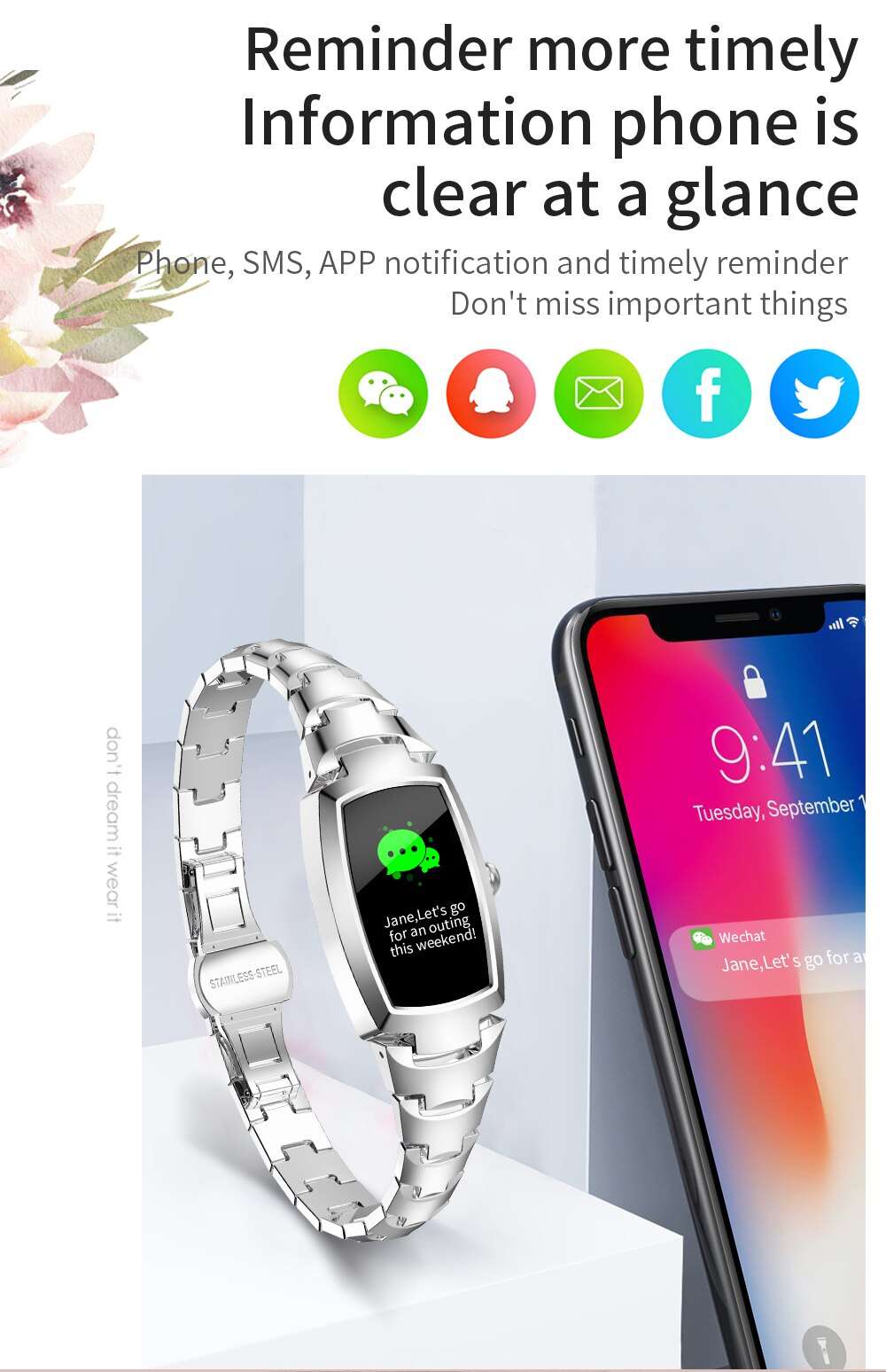 Smart Watch for Women Fashion Dress Watch Lady Fitness Tracker Weather Display Bluetooth Call Smartwatch For Android IOS H8PRO