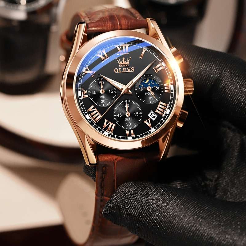 OLEVS Top Brand Mens Quartz Watch Noctilucent Business Waterproof Luxury Watch Leather Strap Relogio Masculino OLEVS Top Brand Mens Quartz Watch Noctilucent Business Waterproof Luxury Watch Leather Strap Relogio Masculino