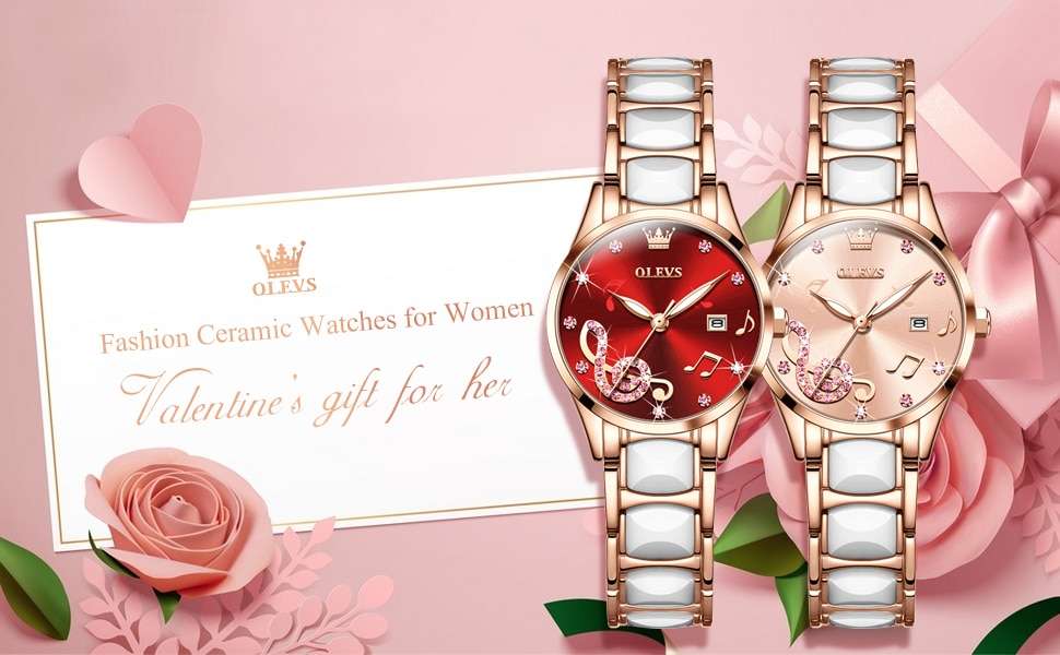 OLEVS Luxury Quartz Women Watch Japan Movement elegant Waterproof Women Watch Ceramics Women Wristwatch Gift for Female