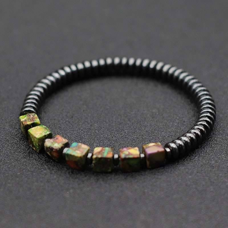 Antique Handmade Colorful Emperor Stone Bracelet Charms Hematite Wooden Mens Braclet For Armband Jewelry Homme