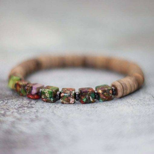 Antique Handmade Colorful Emperor Stone Bracelet Charms Hematite Wooden Mens Braclet For Armband Jewelry Homme Bracelets Bracelets