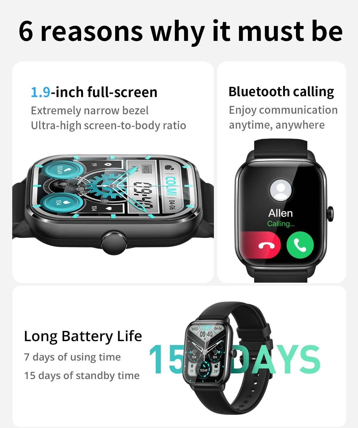COLMI C61 Smartwatch 1.9 inch Full Screen Bluetooth Calling Heart Rate Sleep Monitor 100+ Sport Models Smart Watch For Men Women COLMI C61 Smartwatch 1.9 inch Full Screen Bluetooth Calling Heart Rate Sleep Monitor 100+ Sport Models Smart Watch For Men Women