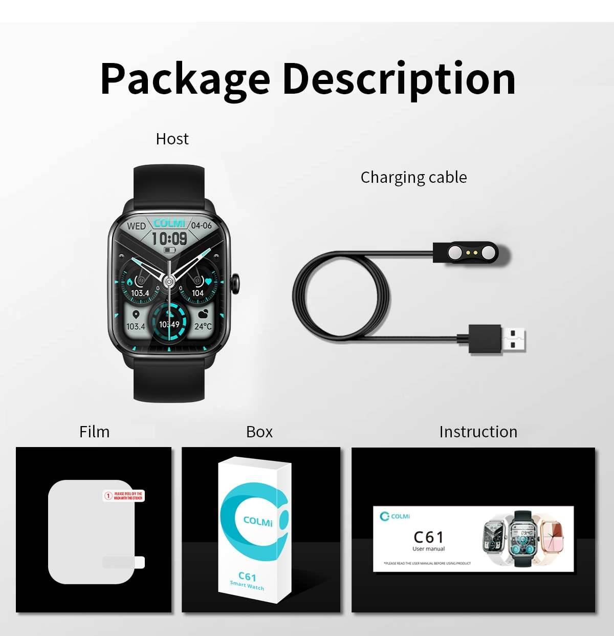 COLMI C61 Smartwatch 1.9 inch Full Screen Bluetooth Calling Heart Rate Sleep Monitor 100+ Sport Models Smart Watch For Men Women COLMI C61 Smartwatch 1.9 inch Full Screen Bluetooth Calling Heart Rate Sleep Monitor 100+ Sport Models Smart Watch For Men Women