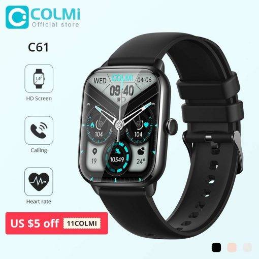 COLMI C61 Smartwatch 1.9 inch Full Screen Bluetooth Calling Heart Rate Sleep Monitor 100+ Sport Models Smart Watch For Men Women Sports & Smartwatches Sports & Smartwatches