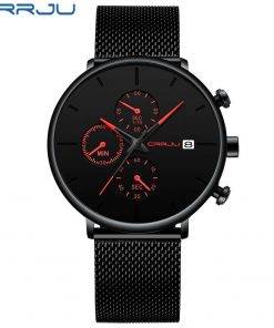 CRRJU Mens Watches Luxury Sport Wrist Watch Unique Design Stainless Steel Auto Date Mesh Strap Men Fashion Casual Quartz Watches Men Sports & Smartwatches