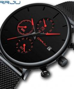 CRRJU Mens Watches Luxury Sport Wrist Watch Unique Design Stainless Steel Auto Date Mesh Strap Men Fashion Casual Quartz Watches Men Sports & Smartwatches