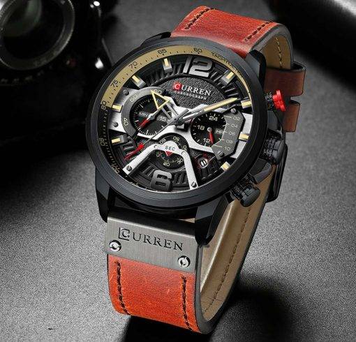 CURREN Casual Sport Watches for Men Top Brand Luxury Military Leather Wrist Watch Man Clock Fashion Chronograph Wristwatch Men Quartz Watches