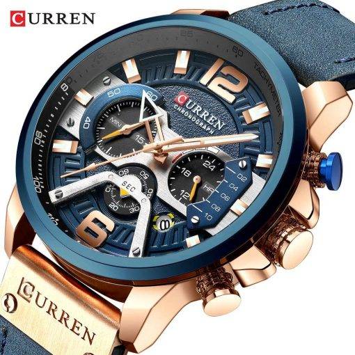 CURREN Casual Sport Watches for Men Top Brand Luxury Military Leather Wrist Watch Man Clock Fashion Chronograph Wristwatch Men Quartz Watches