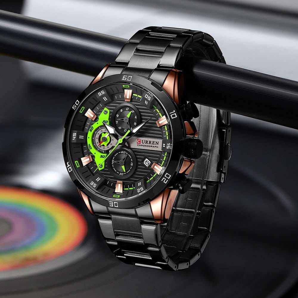 CURREN Stainless Steel Watches for Mens Creative Fashion Luminous Dial with Chronograph Clock Male Casual Wristwatches Men Quartz Watches 