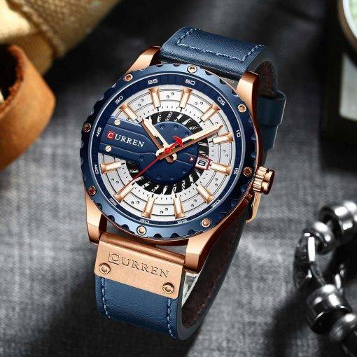 CURREN Watches Top Brand Fashion Leather Wristwatch Casual Quartz Men's Watch New Chic Luminous hands Clock Men Quartz Watches