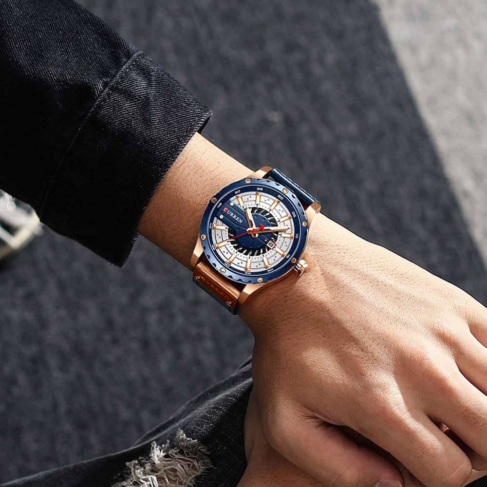 CURREN Watches Top Brand Fashion Leather Wristwatch Casual Quartz Men's Watch New Chic Luminous hands Clock