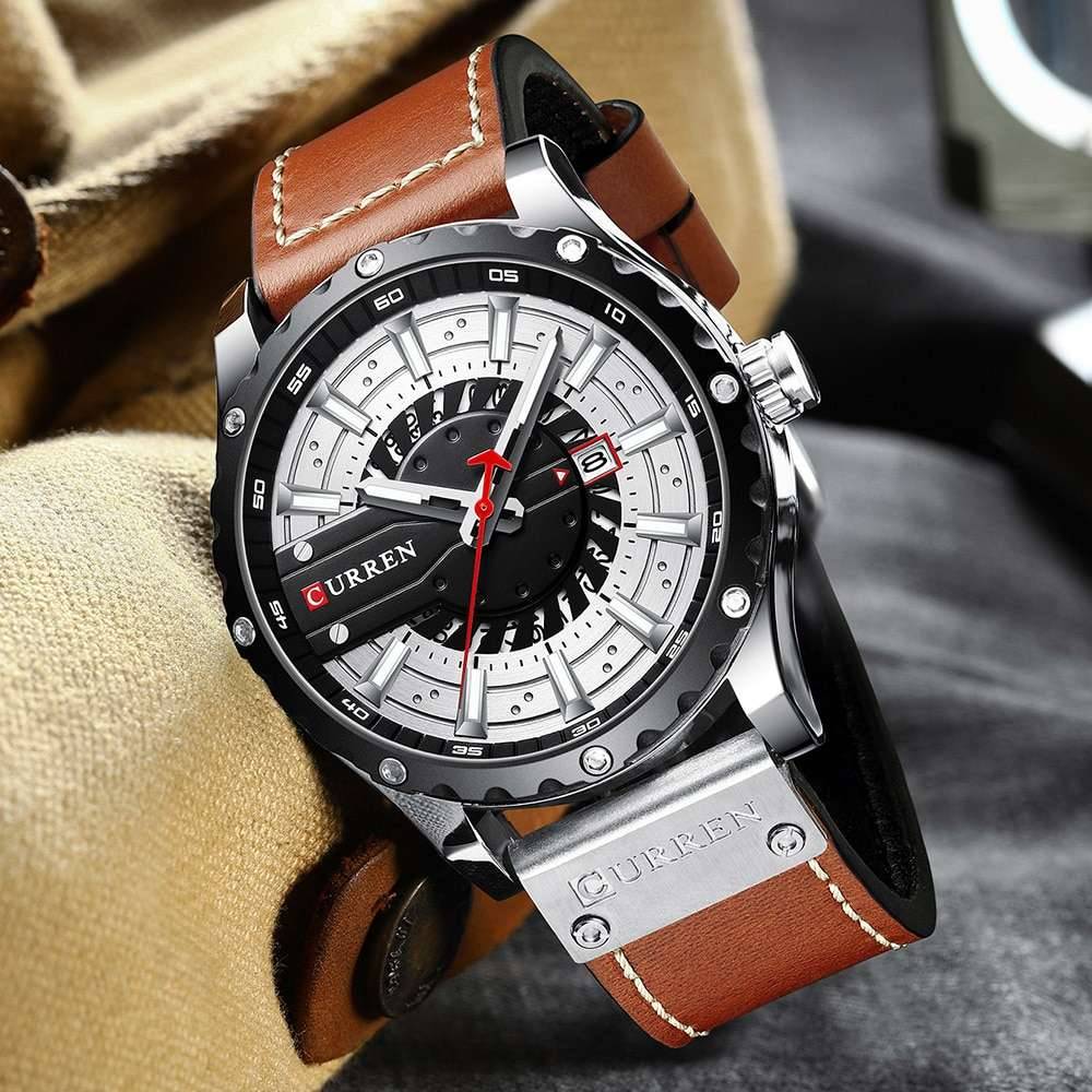CURREN Watches Top Brand Fashion Leather Wristwatch Casual Quartz Men's Watch New Chic Luminous hands Clock