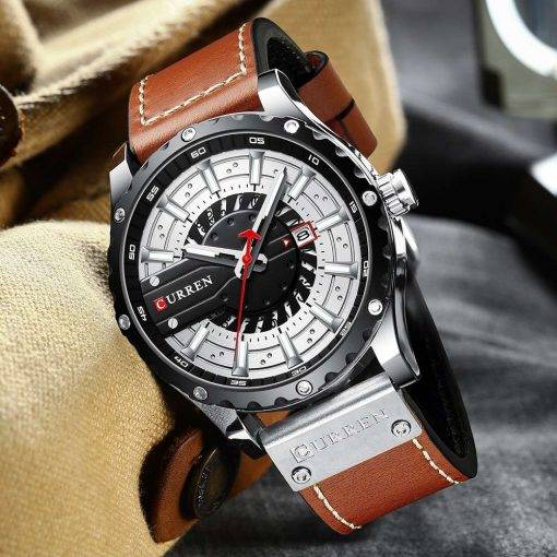 CURREN Watches Top Brand Fashion Leather Wristwatch Casual Quartz Men's Watch New Chic Luminous hands Clock Men Quartz Watches