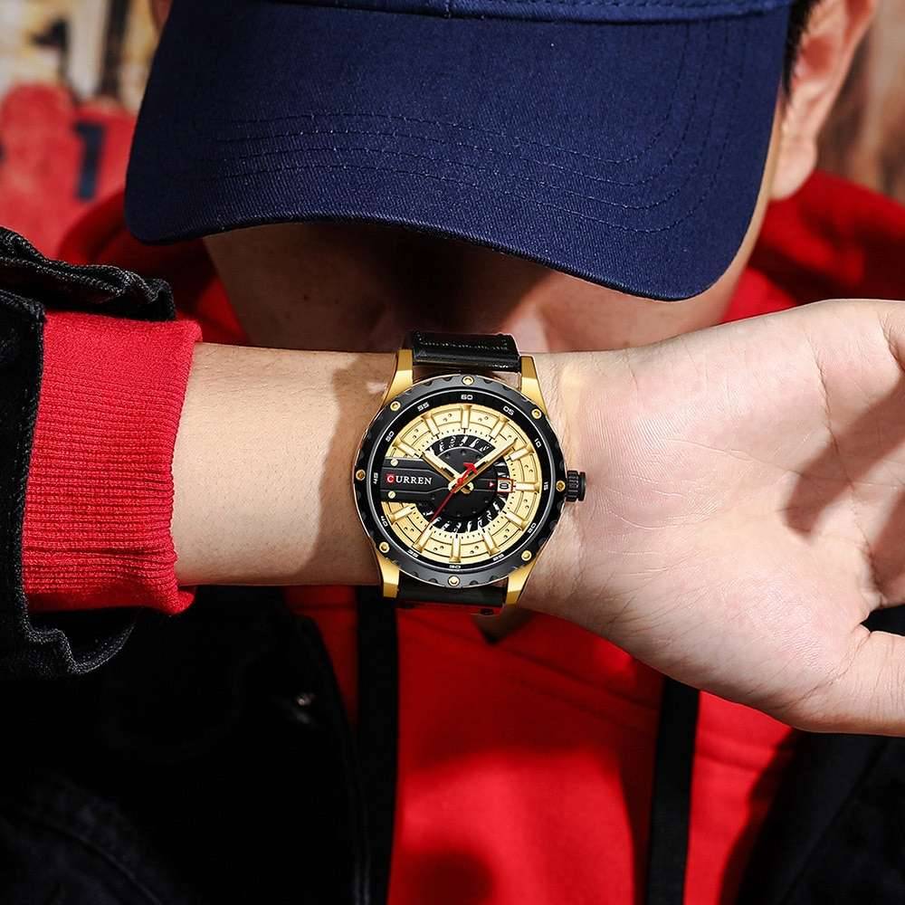 CURREN Watches Top Brand Fashion Leather Wristwatch Casual Quartz Men's Watch New Chic Luminous hands Clock