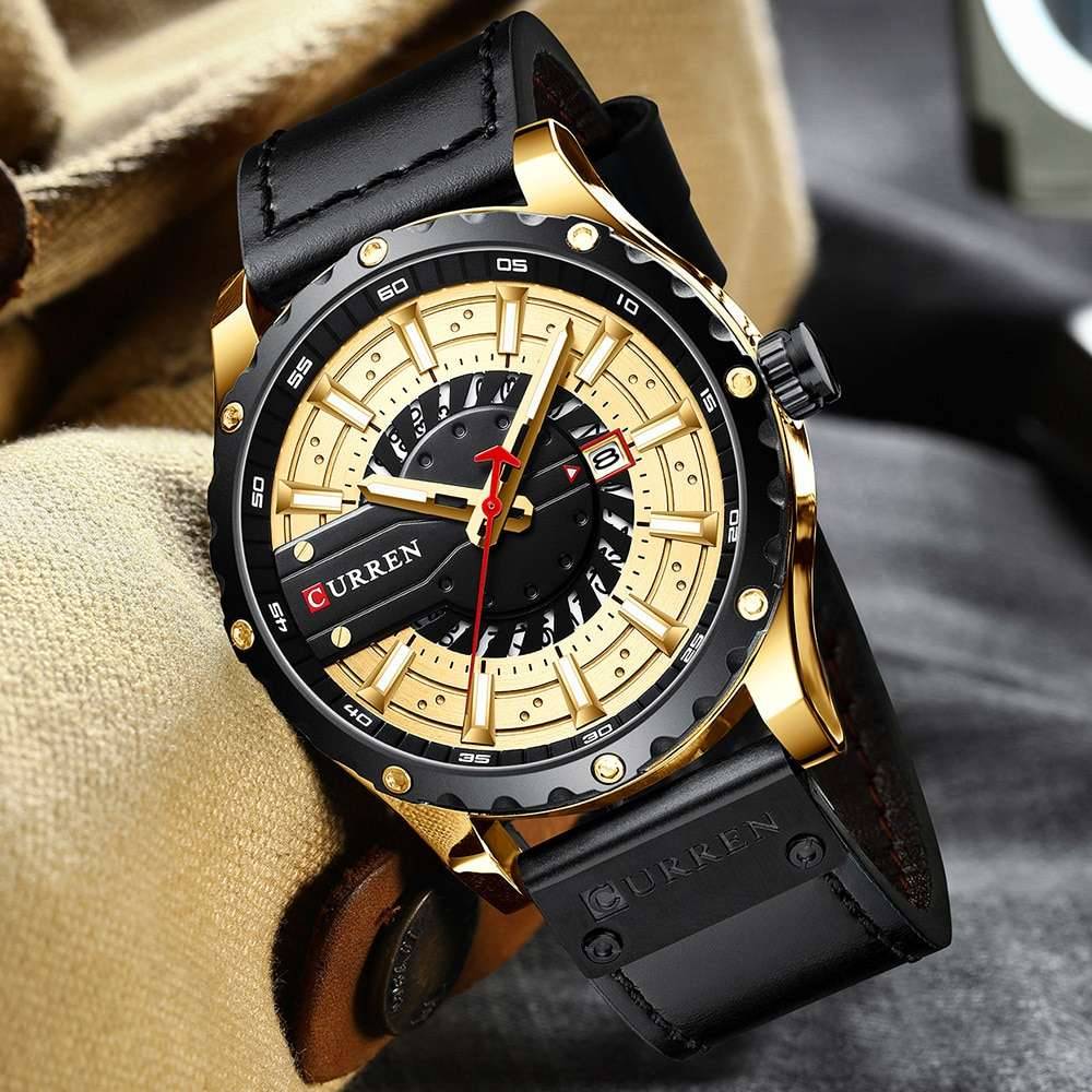 CURREN Watches Top Brand Fashion Leather Wristwatch Casual Quartz Men's Watch New Chic Luminous hands Clock