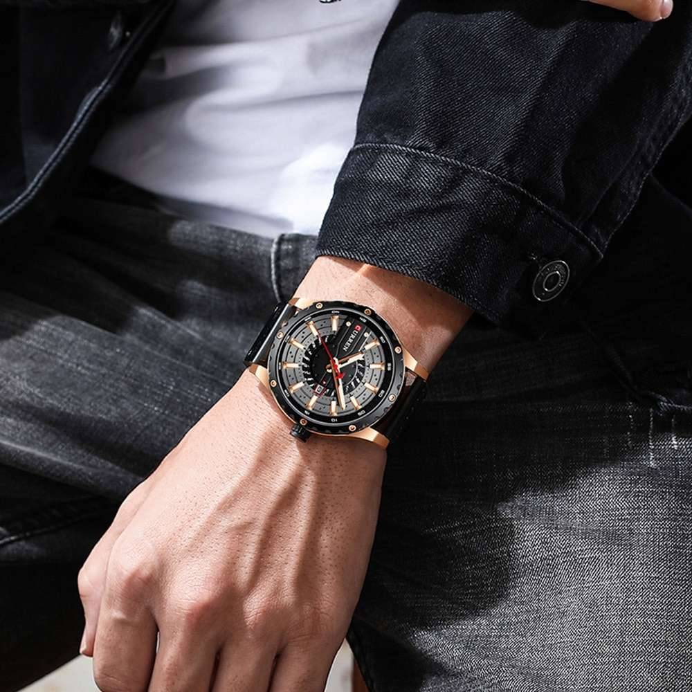 CURREN Watches Top Brand Fashion Leather Wristwatch Casual Quartz Men's Watch New Chic Luminous hands Clock