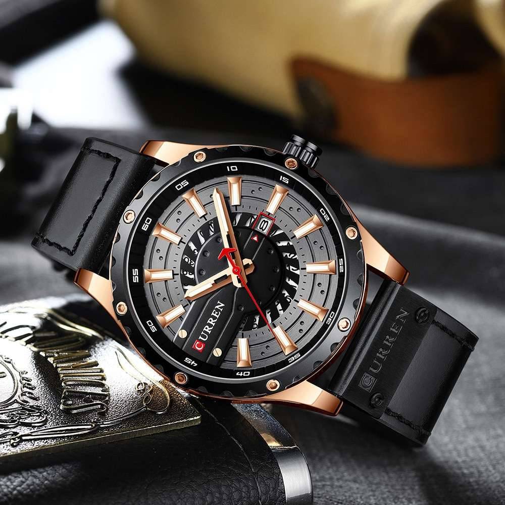 CURREN Watches Top Brand Fashion Leather Wristwatch Casual Quartz Men's Watch New Chic Luminous hands Clock