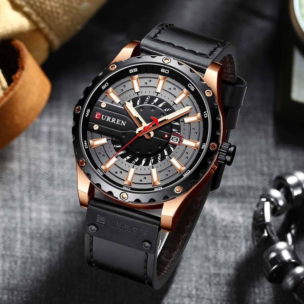 CURREN Watches Top Brand Fashion Leather Wristwatch Casual Quartz Men's Watch New Chic Luminous hands Clock