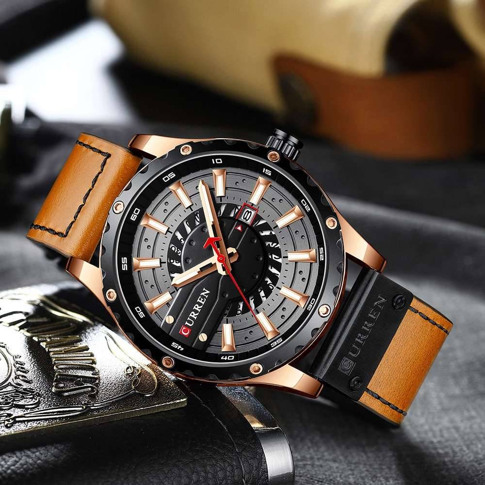 CURREN Watches Top Brand Fashion Leather Wristwatch Casual Quartz Men's Watch New Chic Luminous hands Clock
