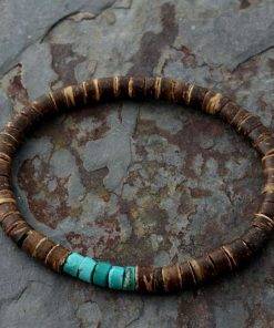 Coconut Bead Bracelet, Turquoise or Hematite, Mens Bracelet Mens Gift Mens Beaded Bracelet Bracelets Bracelets 